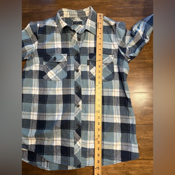 Five Brothers Button Up Long Sleeve Flannel Womans SZ XL Blue Plaid Pockets Fall - Picture 9 of 9